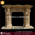 indoor decoration modern yellow marble carved fireplace statue